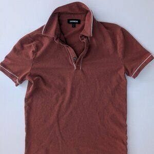Express Men's Piped Luxe Pique Polo in Rust